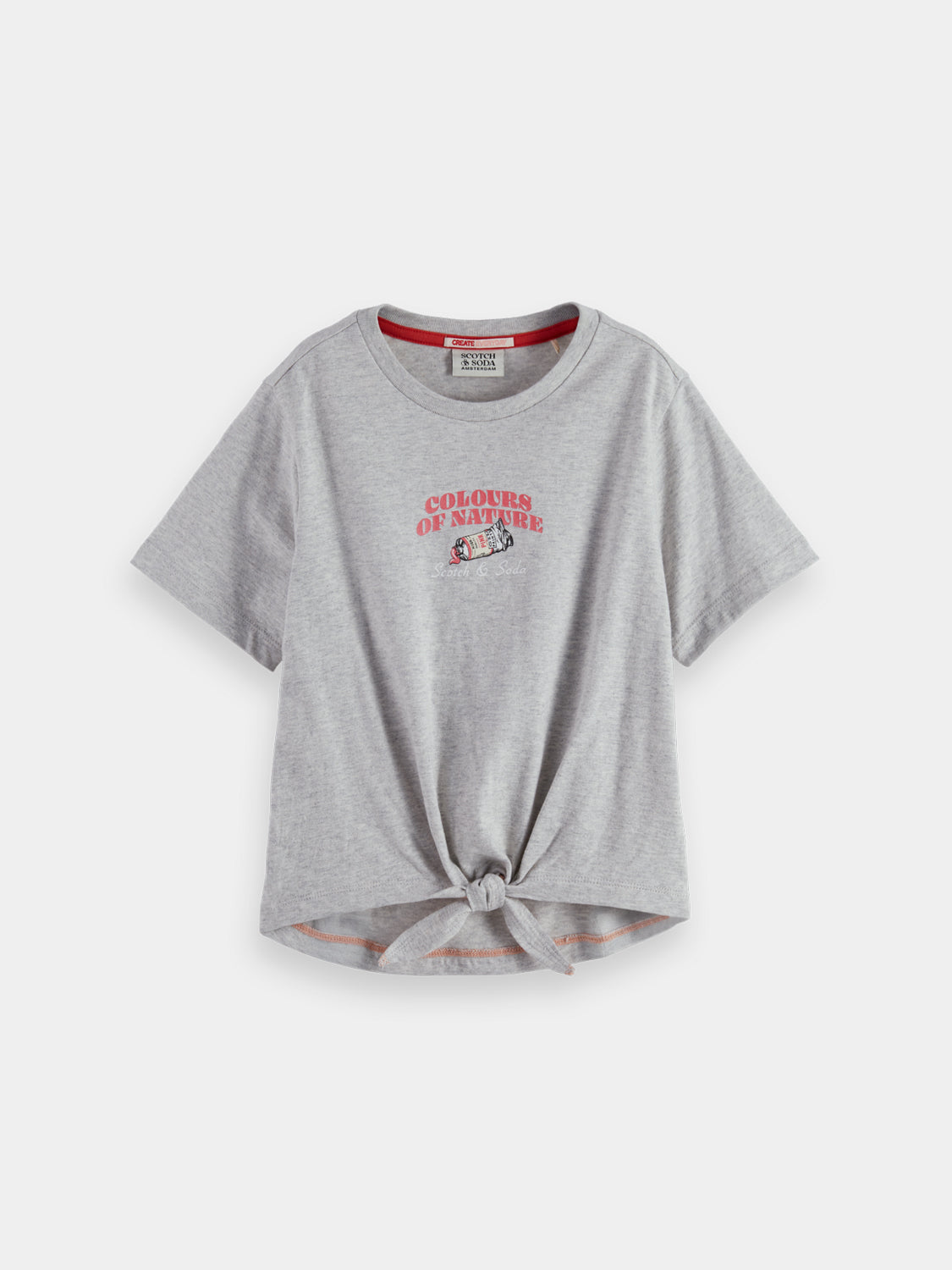 Kids' short-sleeve knotted t-shirt by Scotch & Soda, featuring a casual design with a knotted front detail.