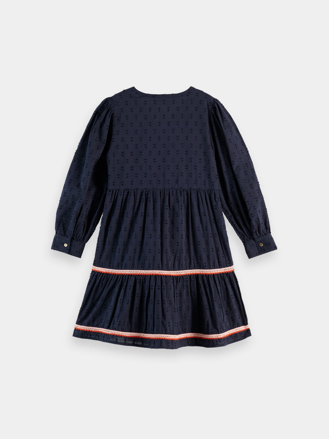Kids embroidered dress by Scotch & Soda featuring colorful floral embroidery and a playful, stylish design.