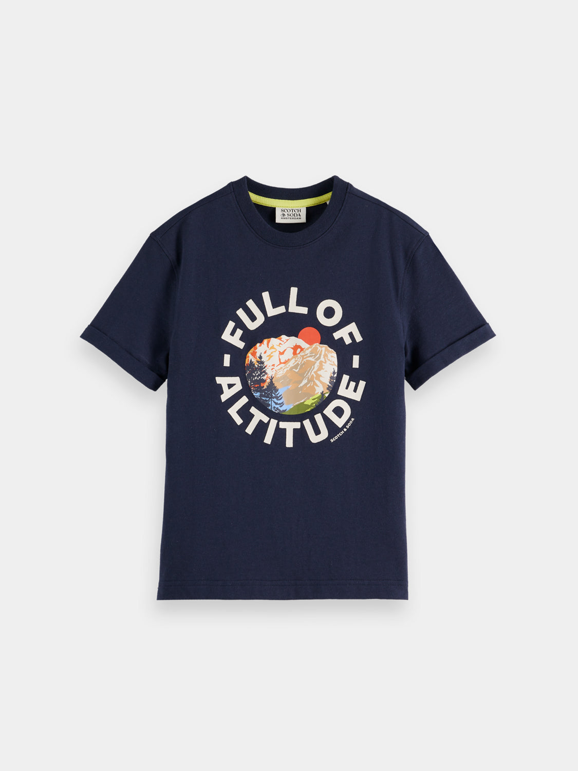 Kids artwork T-shirt by Scotch & Soda, short sleeve tee with colorful graphic print on soft cotton fabric.