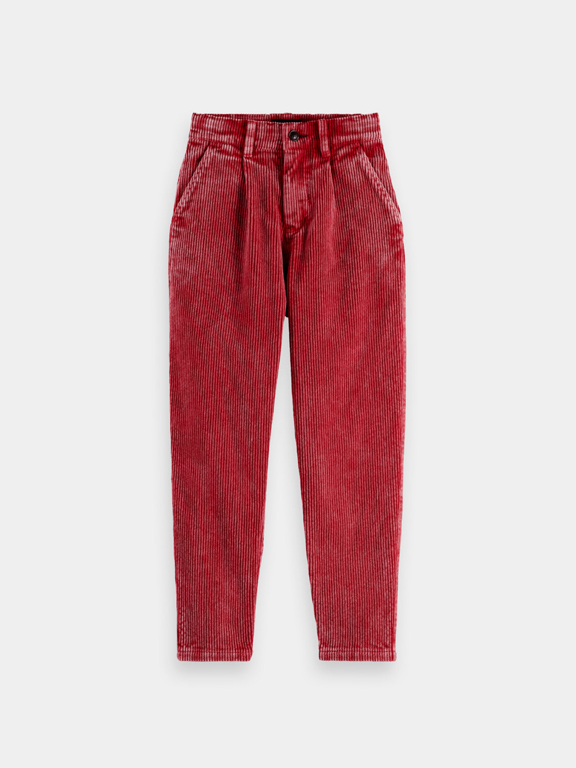 Kids' beige corduroy pants by Scotch & Soda, front view showing comfortable fit and textured fabric.