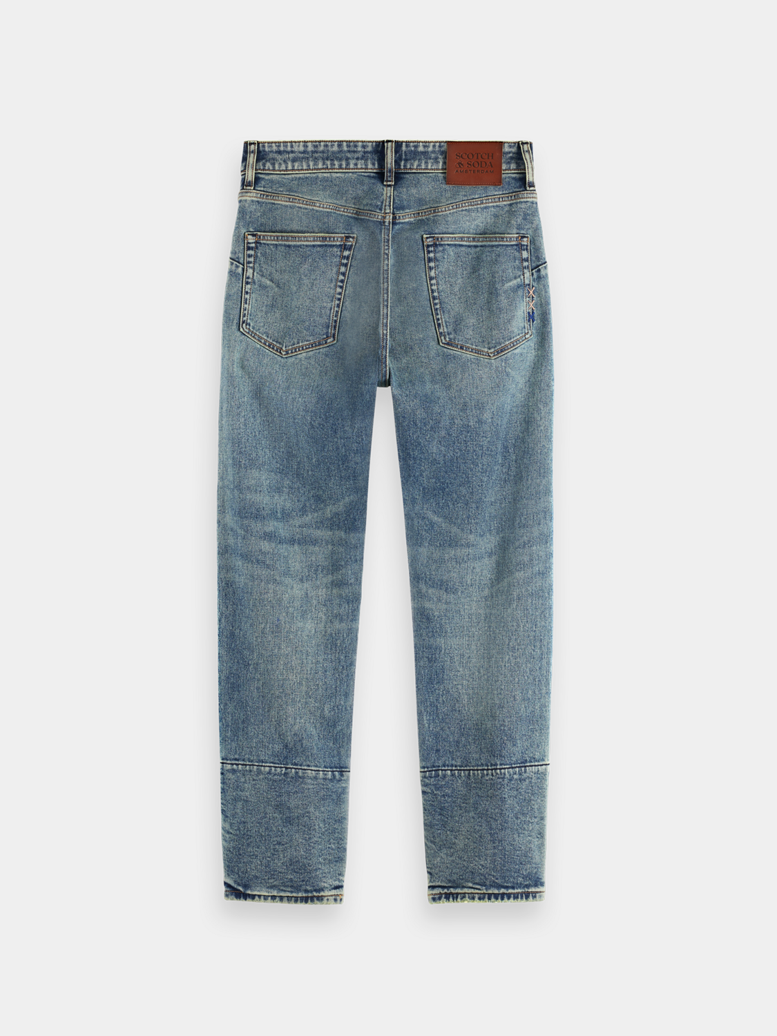 SCOTCH & SODA Zee straight-fit denim jeans in dark wash, showing front view with classic five-pocket design and belt loops.