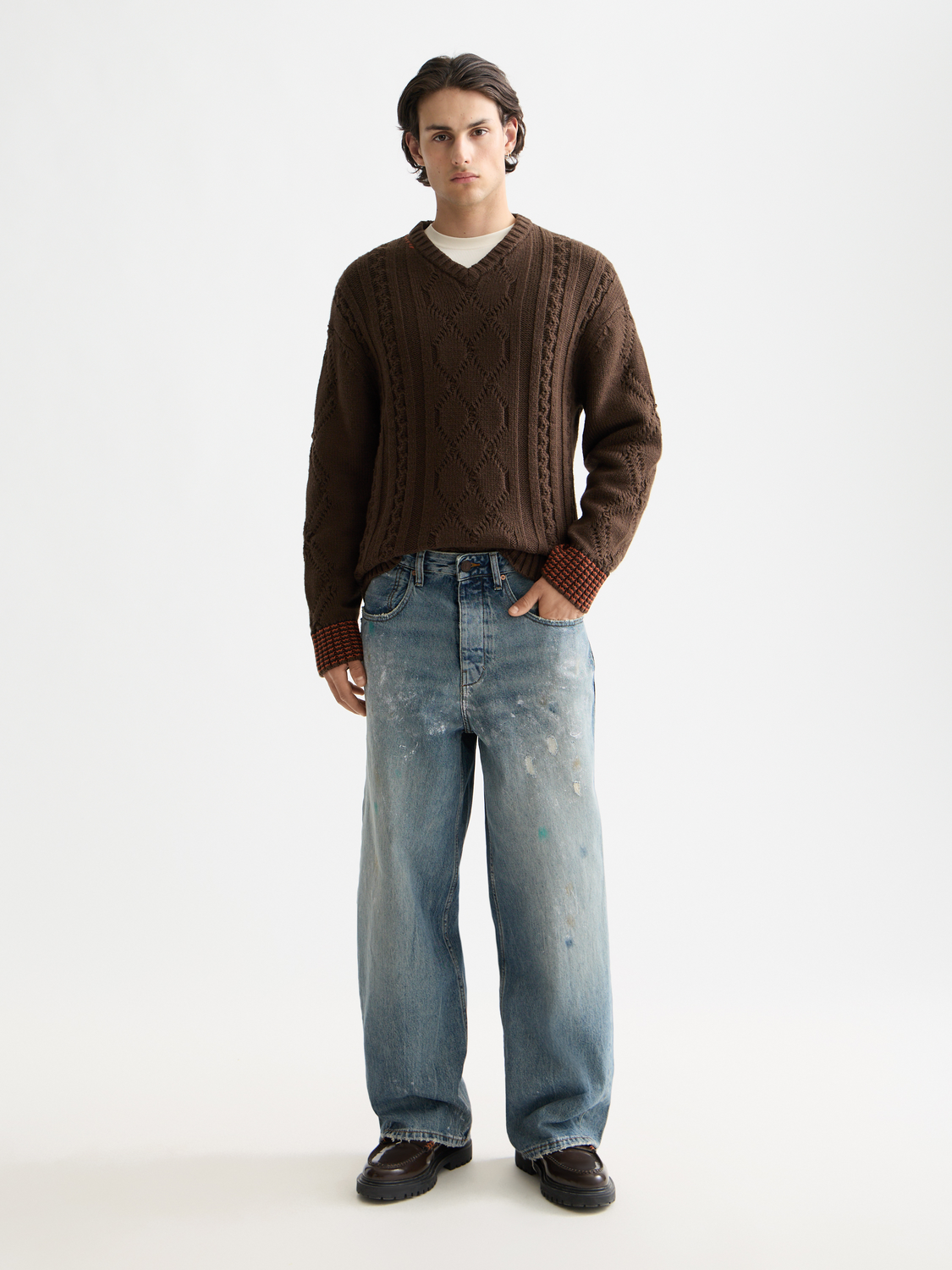 Light blue Scotch & Soda Daze loose-fit denim jeans with classic five-pocket design and relaxed fit, front view.