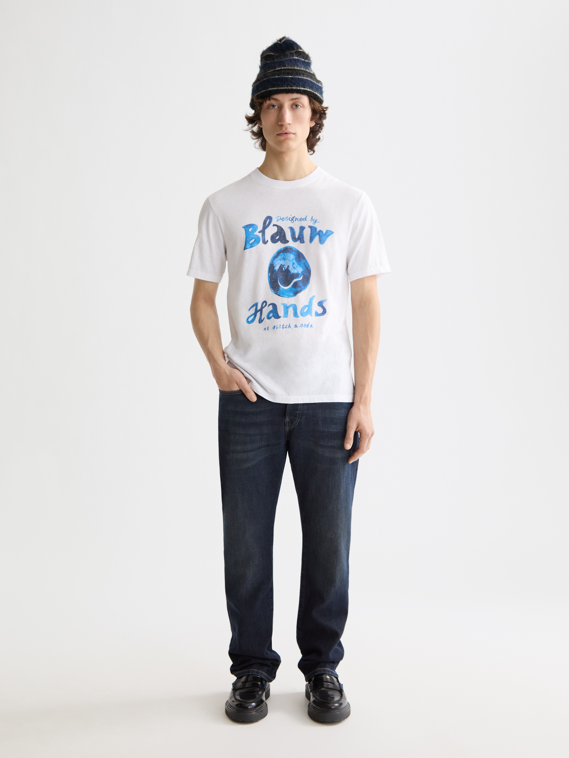 SCOTCH & SODA artwork short sleeve T-shirt with colorful graphic design on front, casual men's fashion tee.