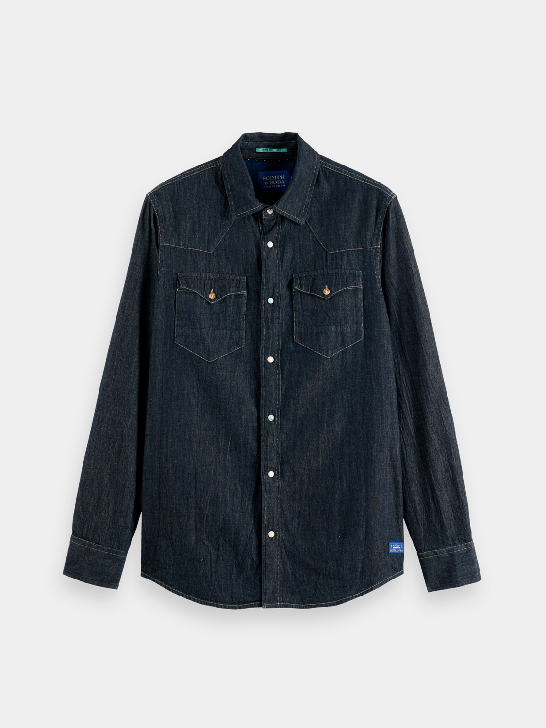 Long sleeve Scotch & Soda Western shirt with plaid pattern, button-down collar, and chest pockets.