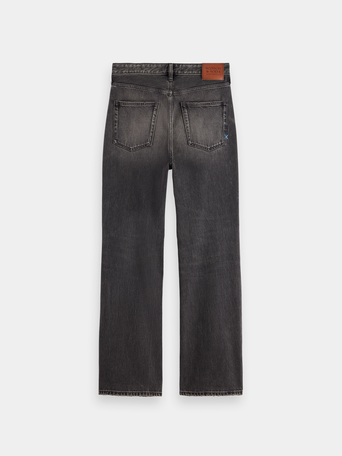 Dark wash Scotch & Soda wide-fit denim jeans with a relaxed fit and classic five-pocket design.