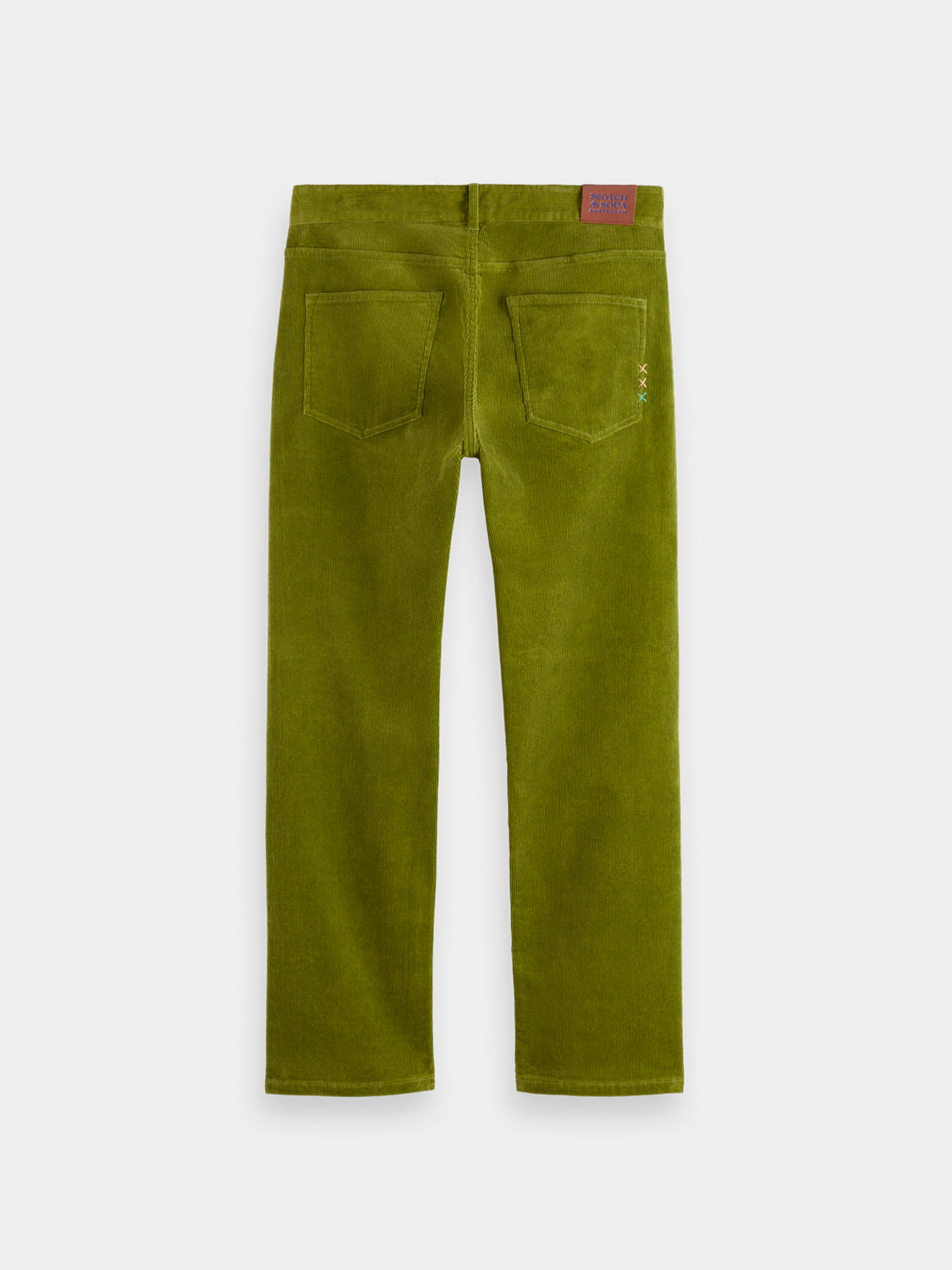 Scotch & Soda Zee straight-fit pants in black, showing the rear view with tailored fit and clean back pockets.