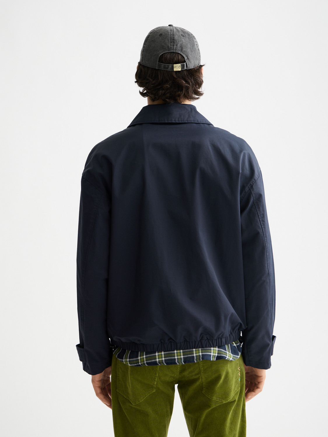 Short trench coat by Scotch & Soda, stylish jackets with a classic design, shown in a back view on a plain background.