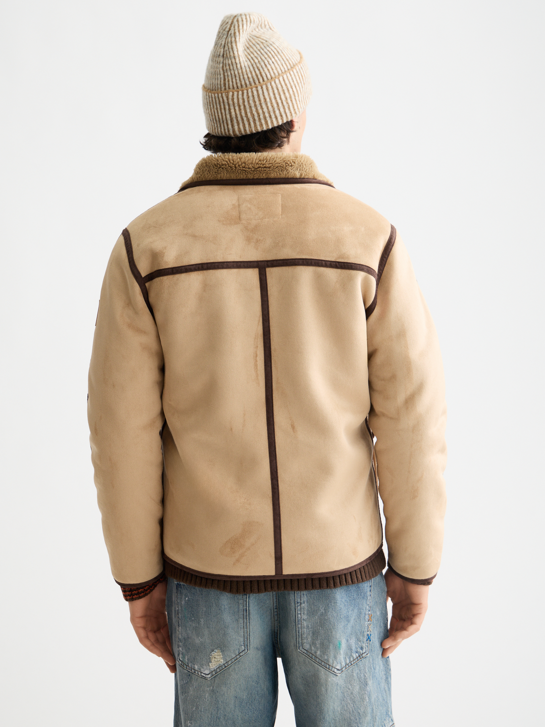 SCOTCH & SODA faux shearling jacket featuring a plush, textured exterior and classic design for a cozy winter look.