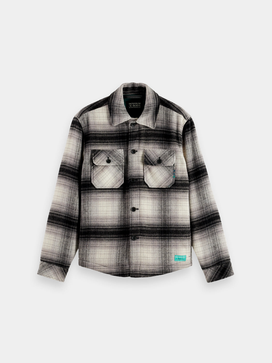 Check overshirt jacket by Scotch & Soda, featuring a casual design with check pattern and button closure.