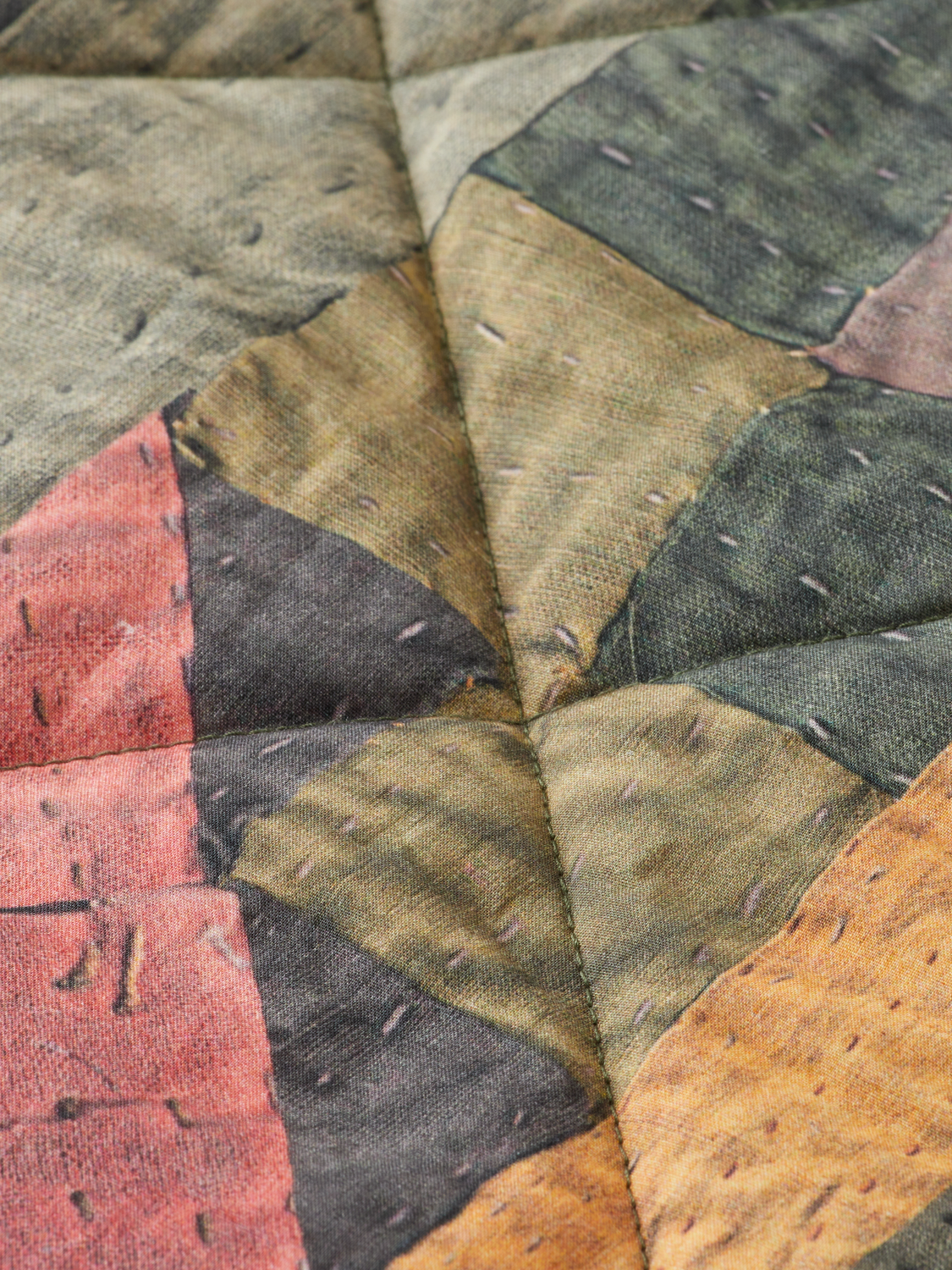Scotch & Soda patchwork overshirt jacket with mixed fabric panels, casual style, and button front design.