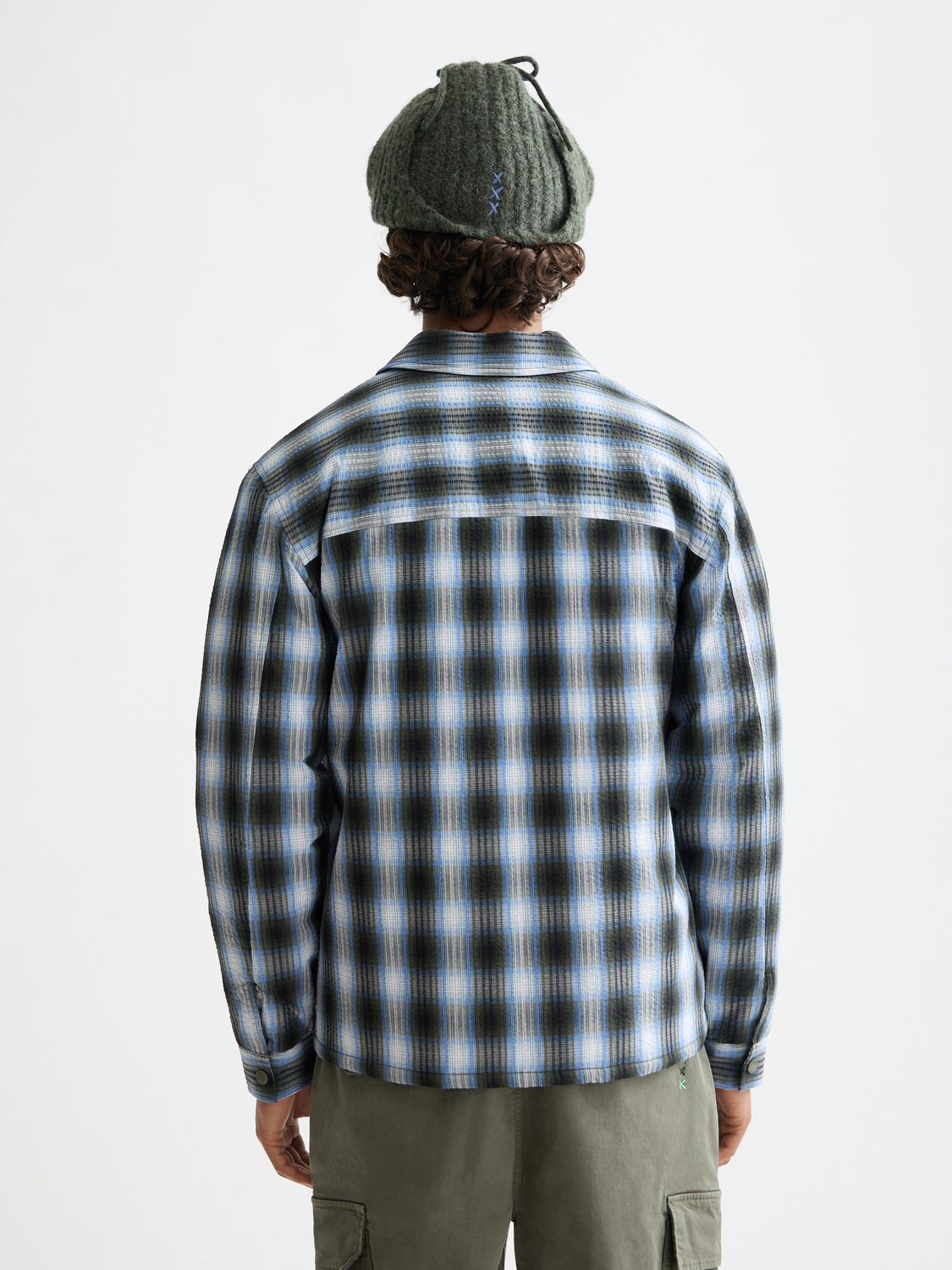 Seersucker padded overshirt jacket by Scotch & Soda, featuring a textured lightweight design and back detail.