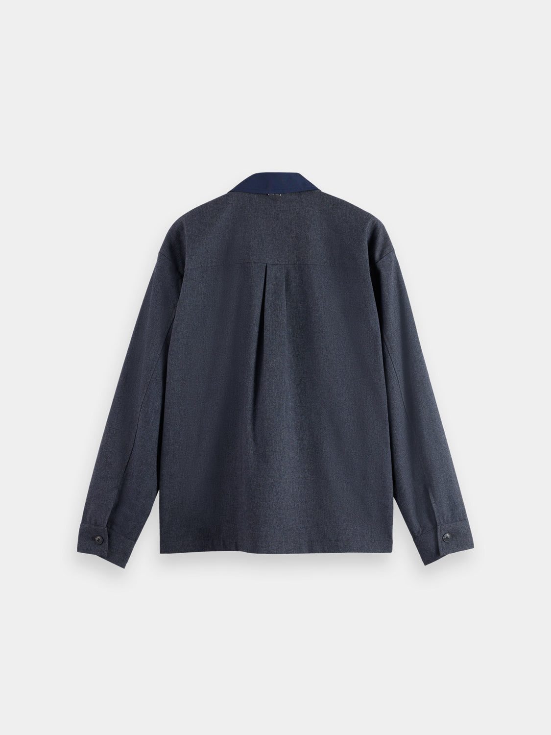 SCOTCH & SODA melange utility overshirt jacket in dark fabric, featuring multiple pockets and casual style.