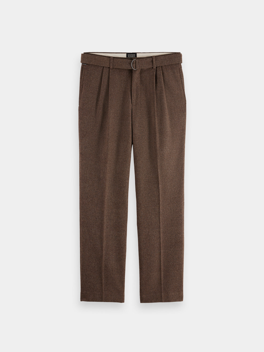 Yarn-dyed Scotch & Soda chinos pants in a classic fit, showing the front view with detailed stitching and textured fabric.