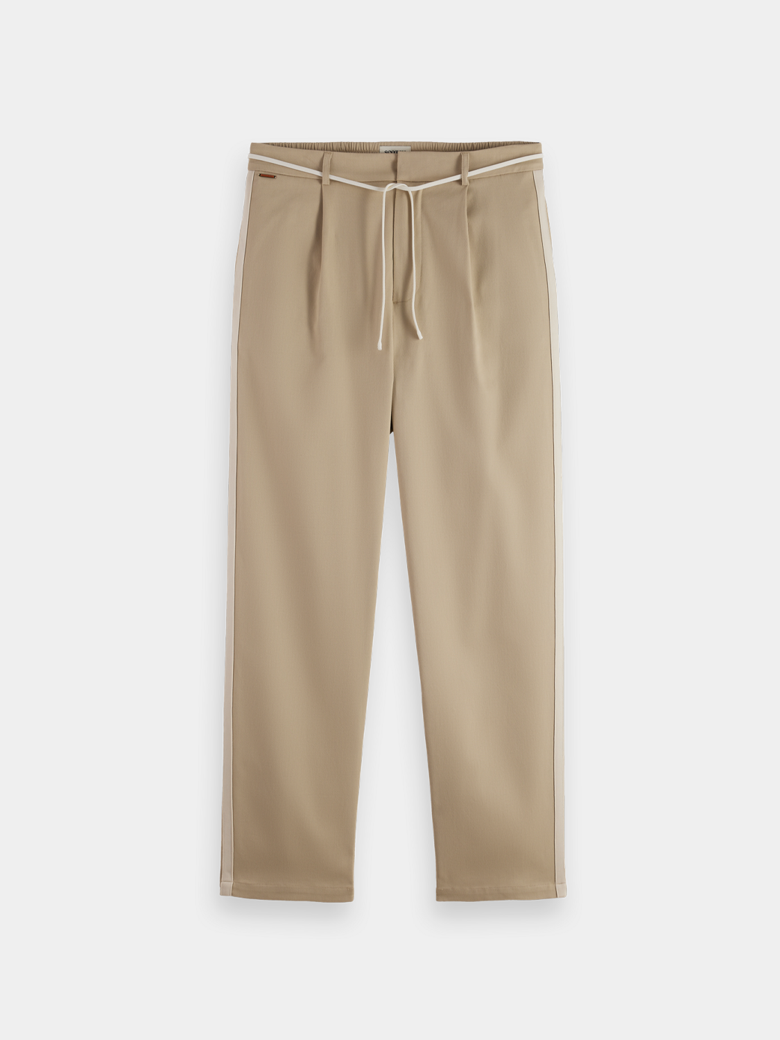 Pleated straight-fit jogger pants by Scotch & Soda, featuring a relaxed style and tailored design in neutral fabric.