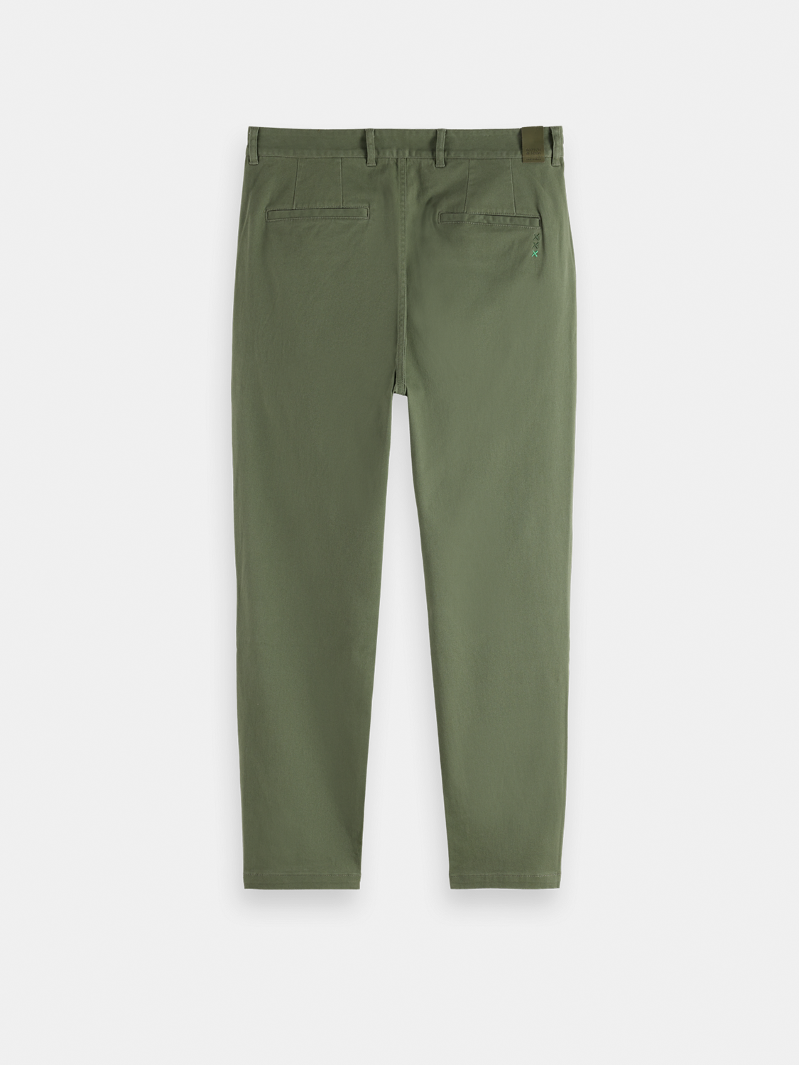 Drift tapered chinos by Scotch & Soda, stylish men's pants with a tapered fit in dark fabric, suitable for casual or smart attire.