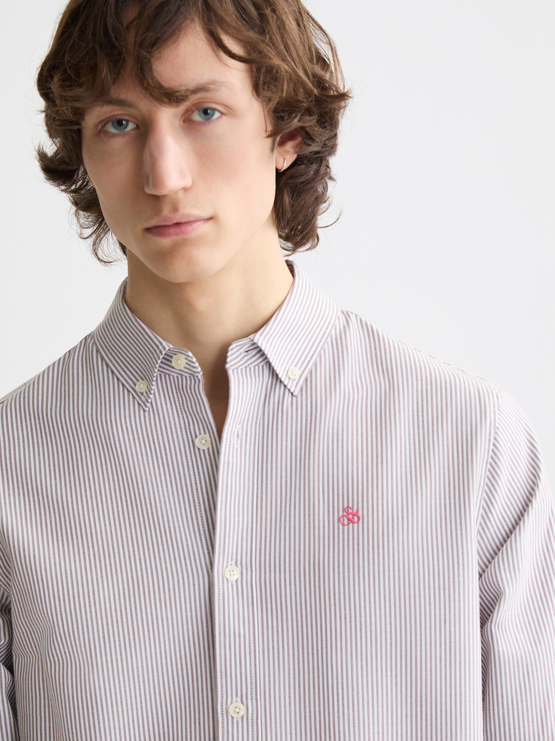 Long sleeve striped Oxford shirt by Scotch & Soda, featuring a classic pattern and button-up design.