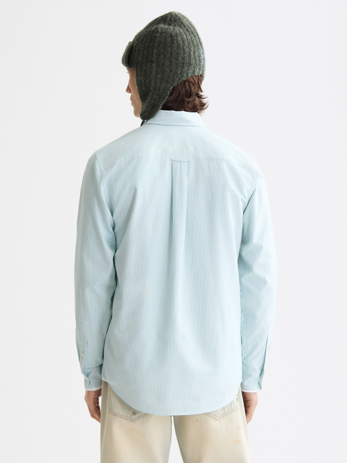 Long-sleeve striped Oxford shirt by Scotch & Soda, showing the back view with classic pattern and tailored fit.