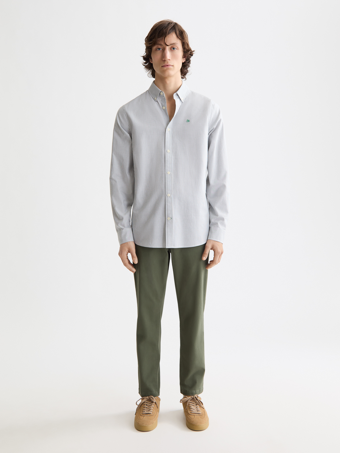 Long sleeve striped Oxford shirt by Scotch & Soda, featuring a classic collar and button-front design.
