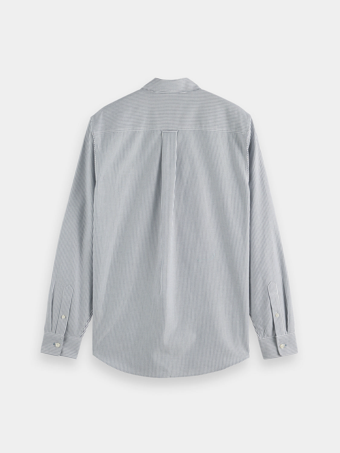 Long-sleeve striped Oxford shirt by Scotch & Soda, featuring classic pattern and button-down collar.