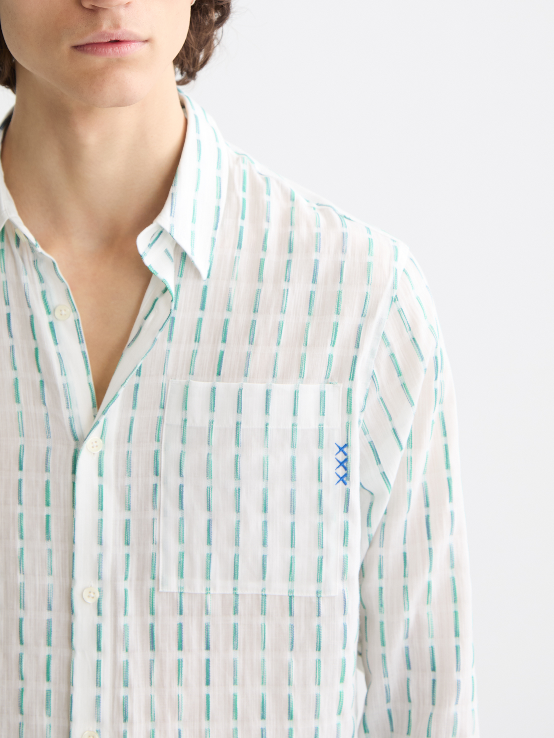 Long sleeve striped cotton-voile shirt by Scotch & Soda, featuring a lightweight, breathable fabric and classic design.