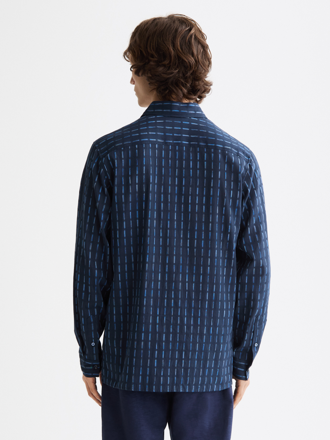 Long sleeve striped cotton-voile shirt by Scotch & Soda, shown from the back with a relaxed fit and classic pattern.