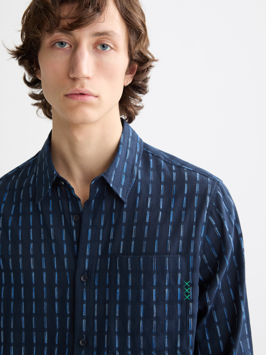 Long-sleeve striped cotton-voile shirt by Scotch & Soda, featuring a lightweight, breathable fabric and casual button-up design.