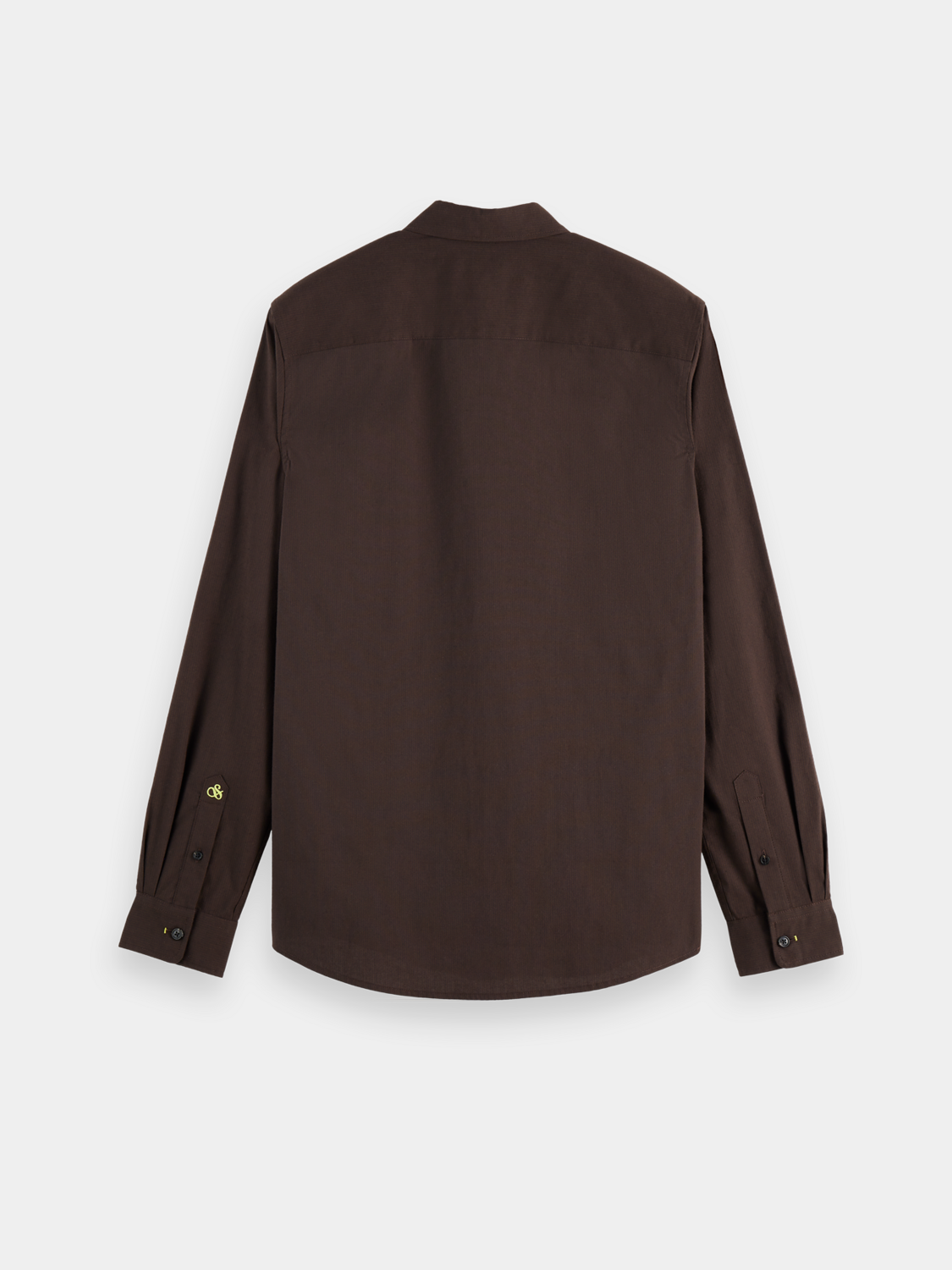 Long sleeve poplin shirt by Scotch & Soda, featuring a classic design in soft fabric, shown in a back view.