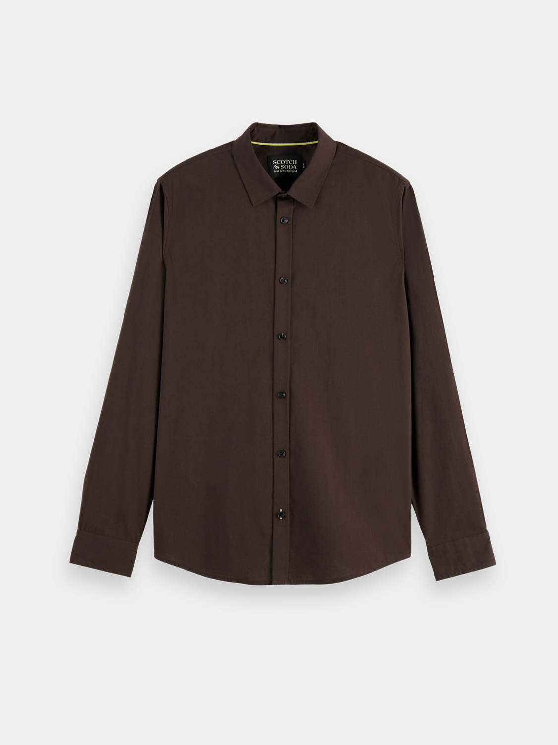 Long-sleeve Scotch & Soda poplin shirt with a classic collar and button front, shown in a light, breathable fabric.