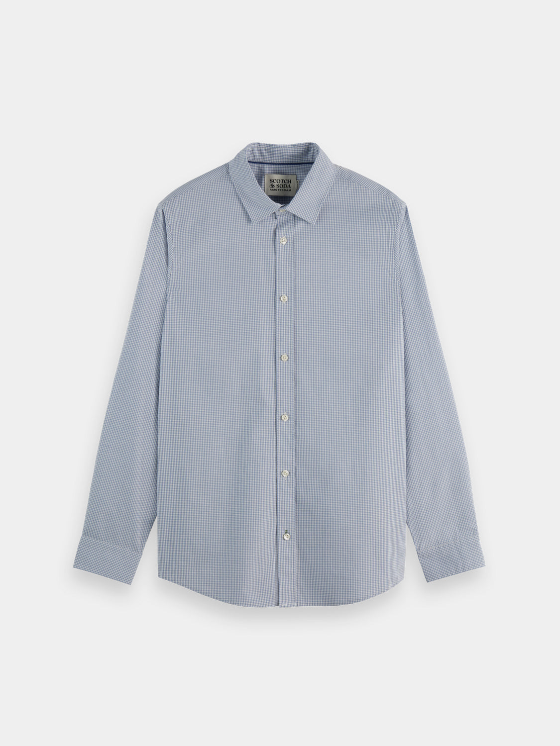 Long sleeve check poplin shirt by Scotch & Soda, featuring a classic pattern and tailored fit.
