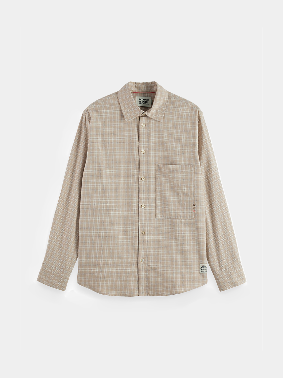 Lightweight flannel shirt by Scotch & Soda, long-sleeve casual shirt in plaid fabric, shown on a model.