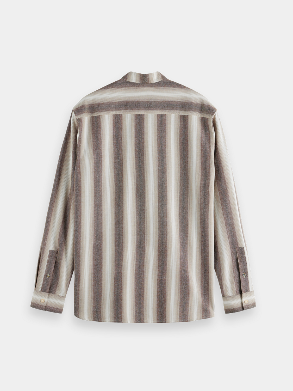 Shadow-striped cotton long sleeve shirt by Scotch & Soda, showing a close-up of the back with shadow pattern details.