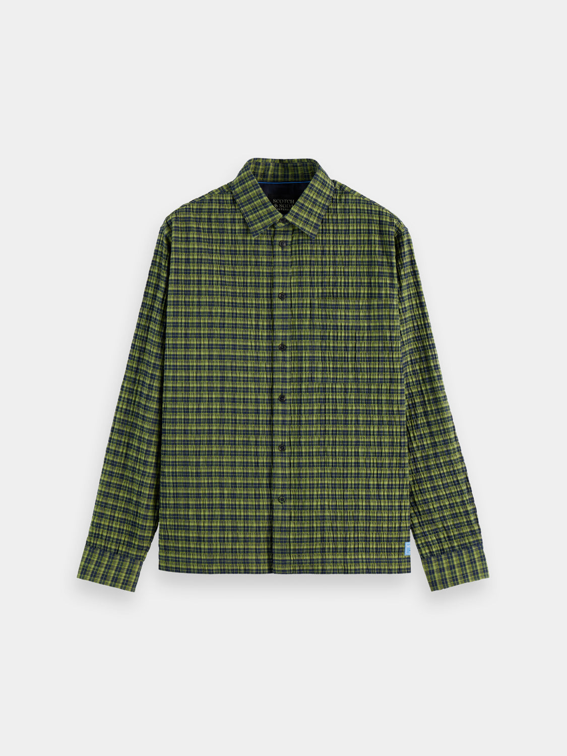 Long sleeve Scotch & Soda crinkle checked shirt featuring a classic pattern and casual fit.