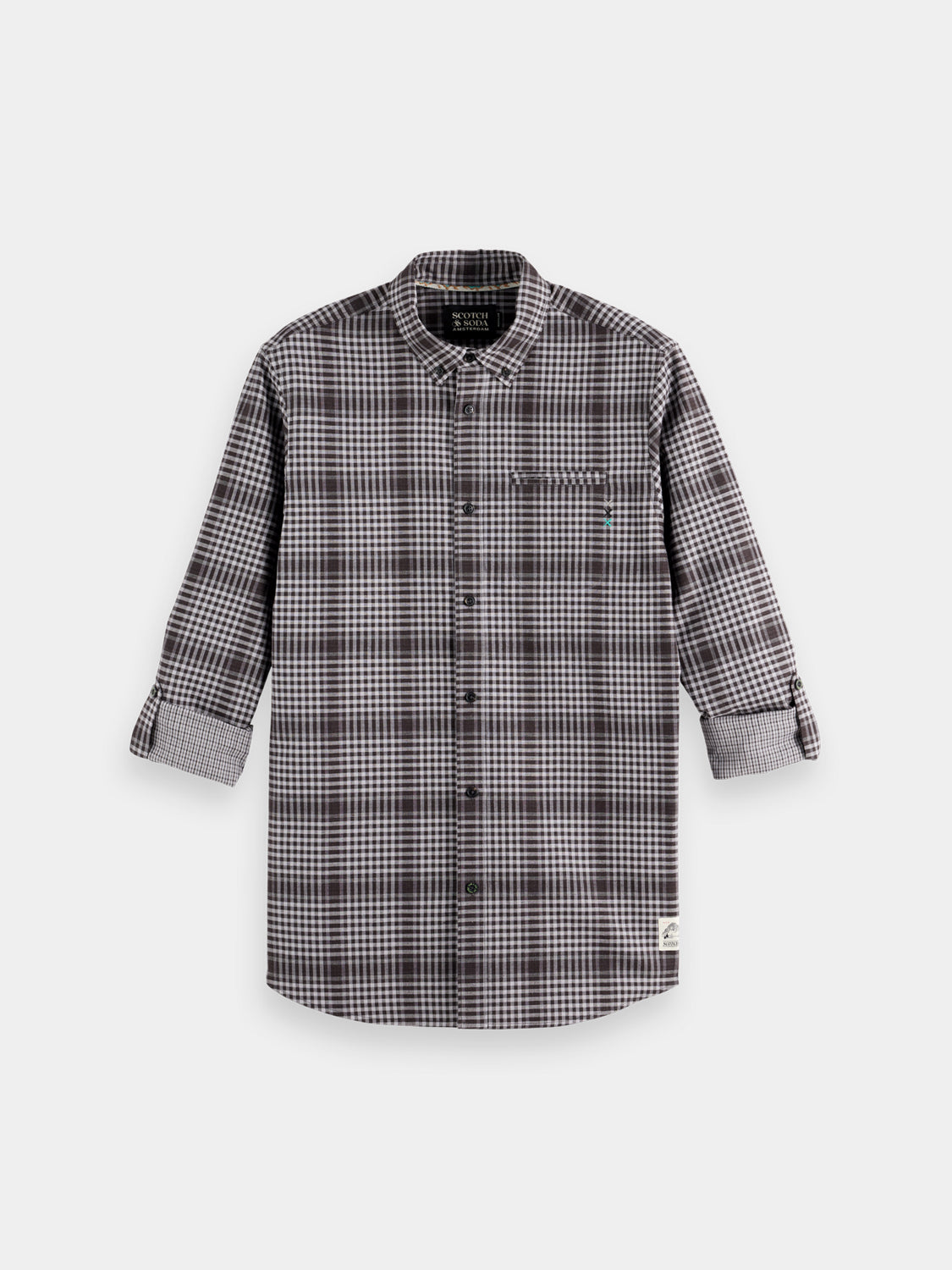 Long sleeve shadow check double face shirt by Scotch & Soda, featuring a stylish check pattern and double-faced fabric.