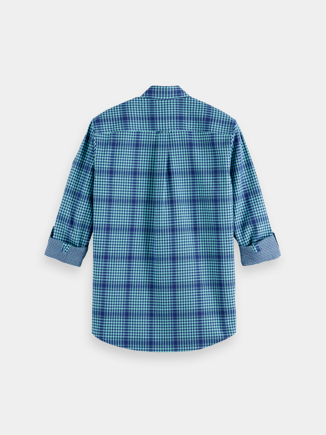 Long sleeve shadow check double face shirt by Scotch & Soda, featuring a stylish double-sided design in dark tones.