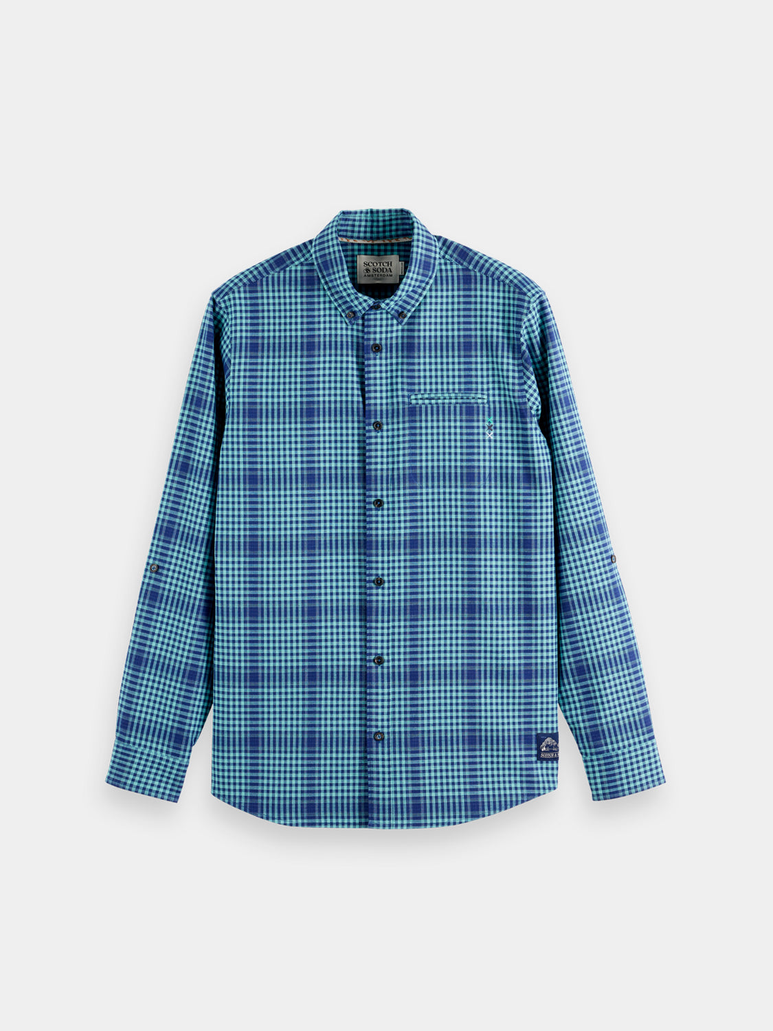 Long sleeve Shadow Check double face shirt by Scotch & Soda featuring a stylish check pattern and versatile double-faced fabric.
