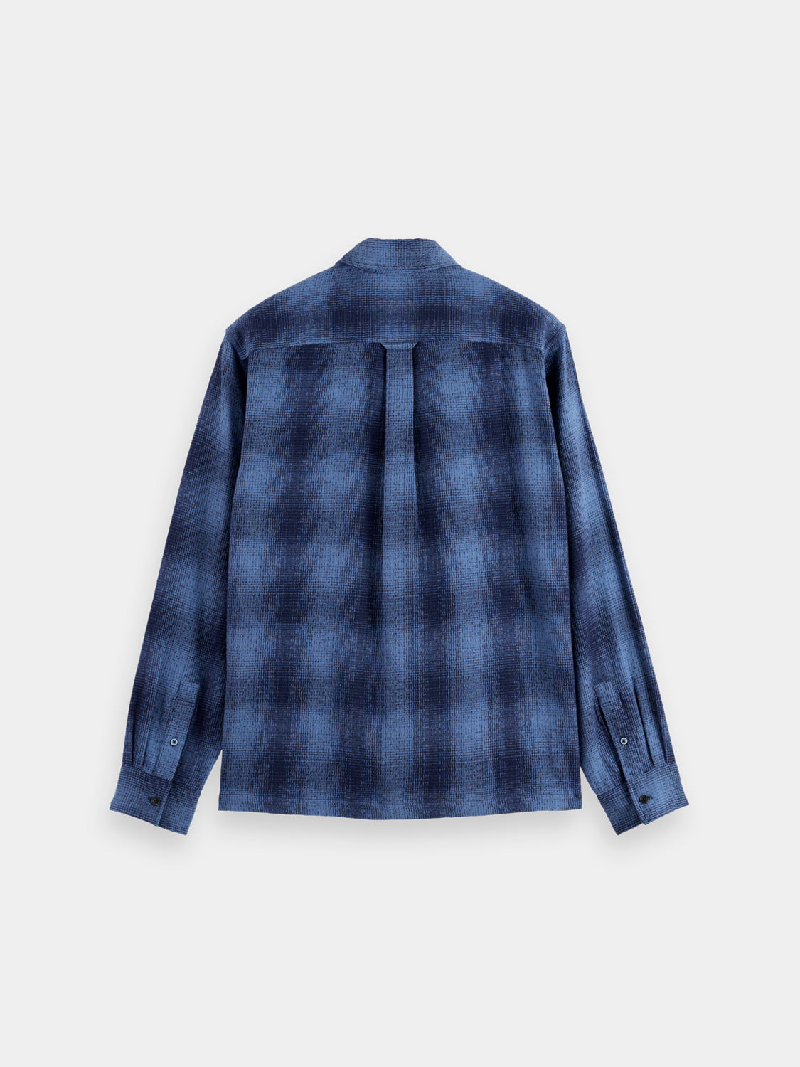 Long sleeve Shadow check shirt by Scotch & Soda featuring a black and white check pattern, displayed on a hanger.