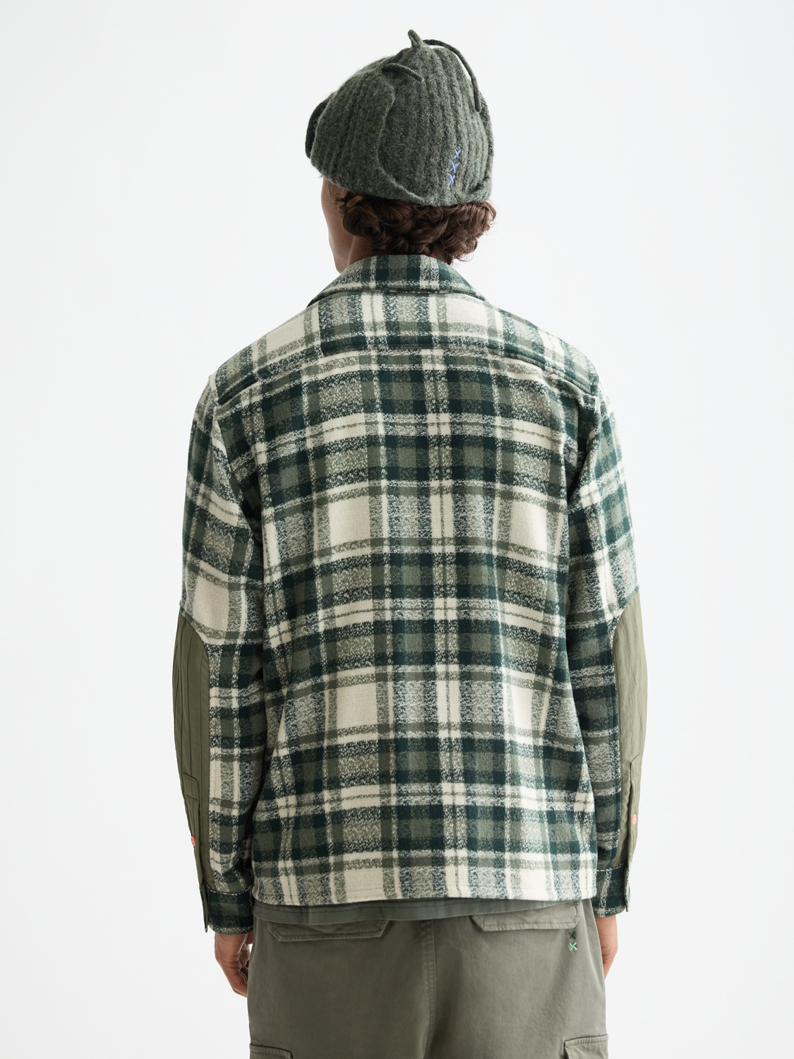Long sleeve patchwork shirt by Scotch & Soda featuring colorful fabric panels, button front, and classic collar.