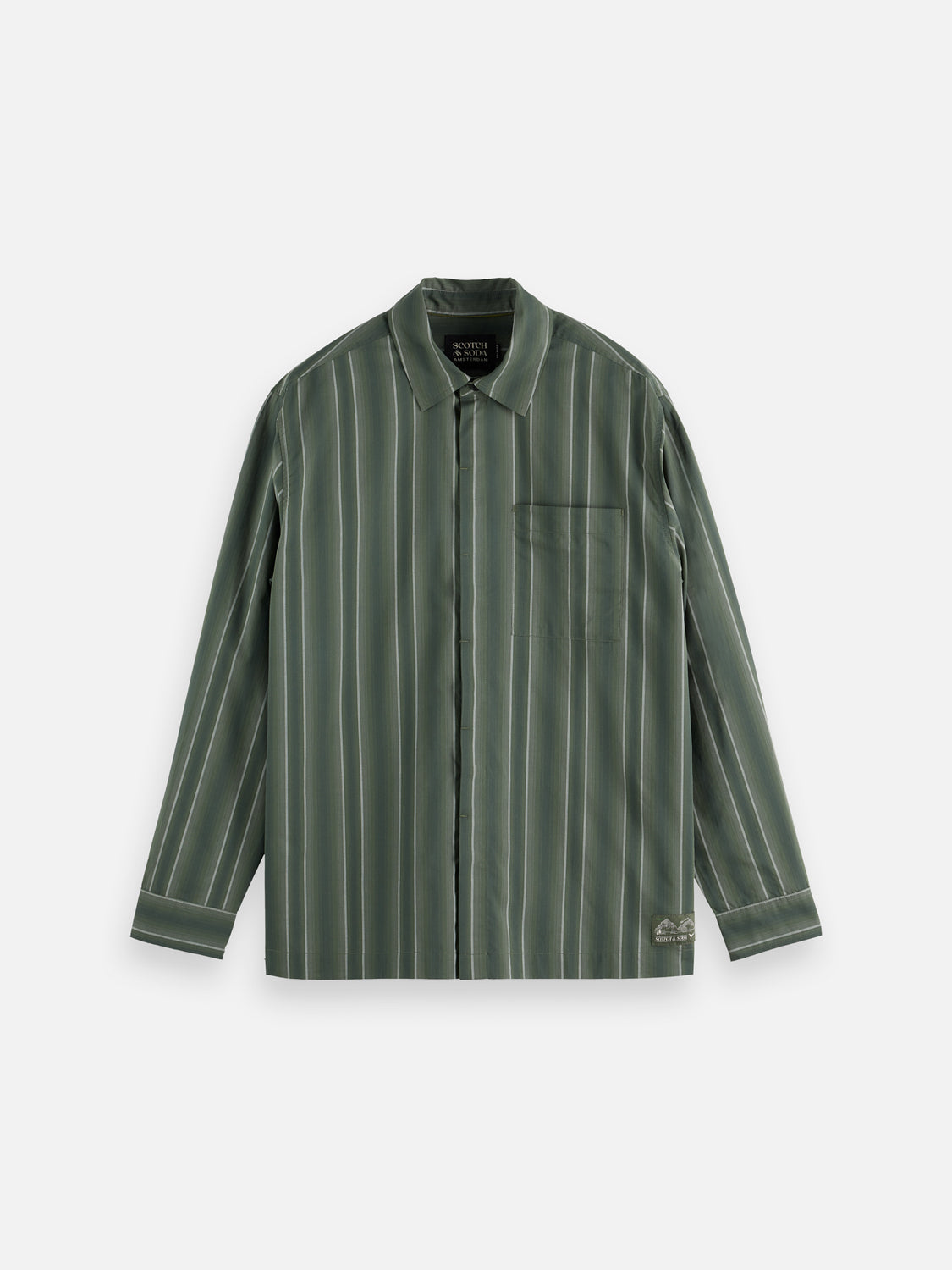 Long-sleeve striped shirt by Scotch & Soda, featuring a casual fit with bold horizontal stripes and button-up front.