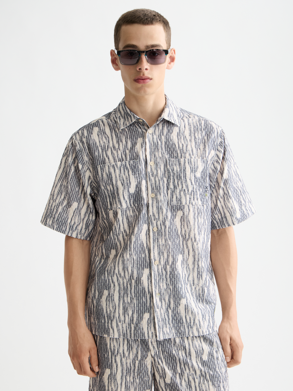 Jacquard short sleeved shirt - Scotch & Soda NZ