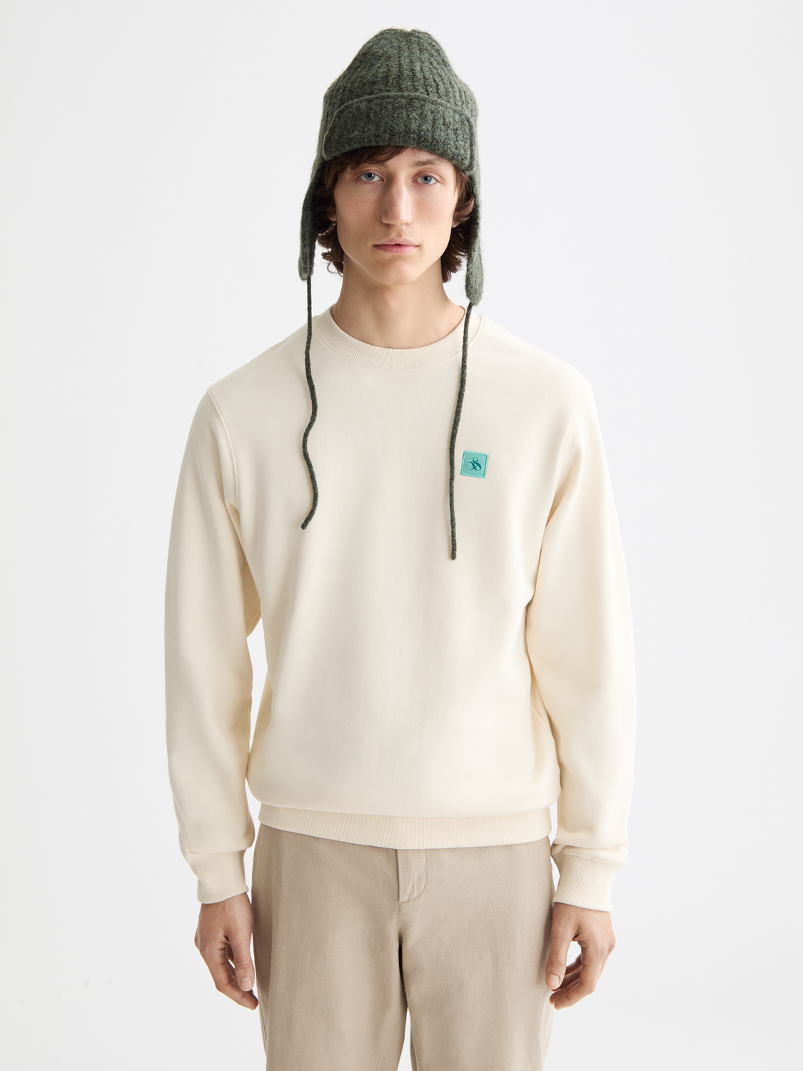 Scarlet logo sweatshirt from Scotch & Soda featuring a front printed logo on soft, cozy sweatshirt fabric.