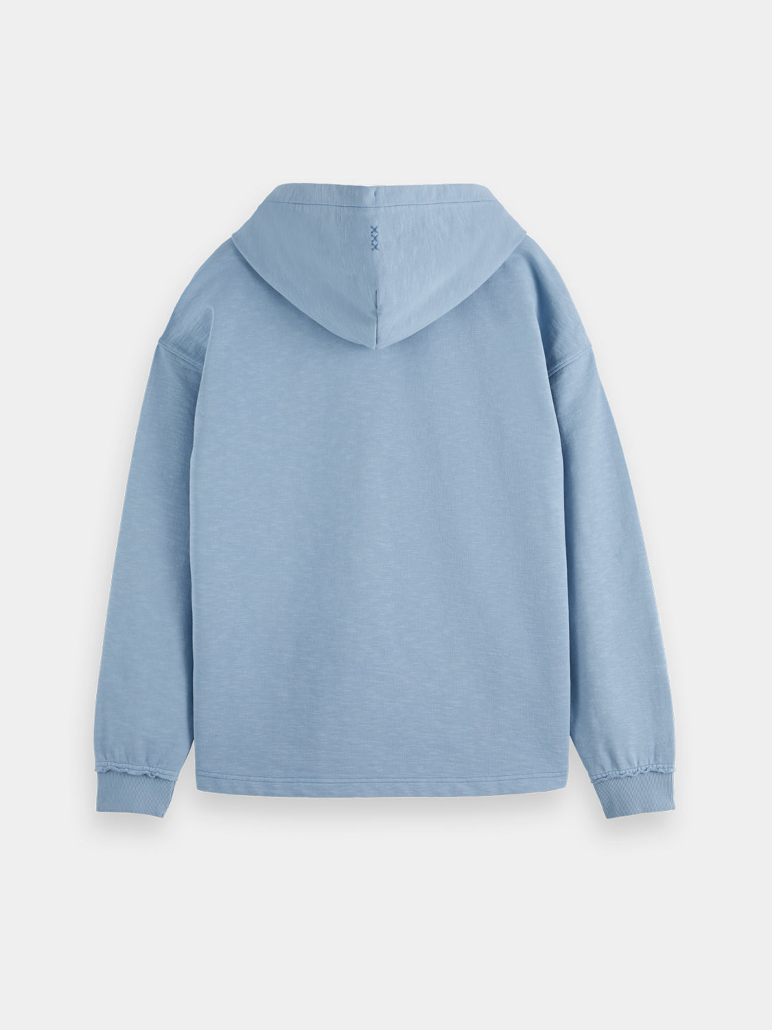 Dark gray garment-dyed hoodie from SCOTCH & SODA, featuring a relaxed fit and soft cotton fabric for comfortable wear.