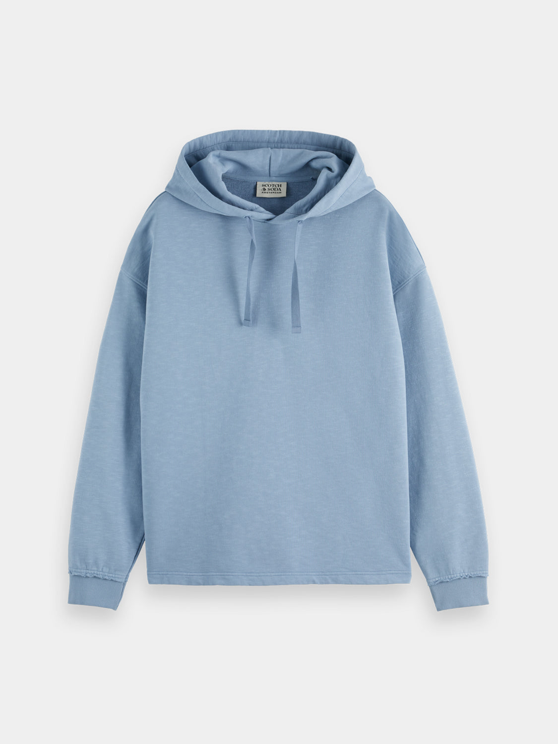 Garment-dyed hoodie from SCOTCH & SODA, soft cotton sweats in a relaxed fit, shown in a casual style with front pockets.