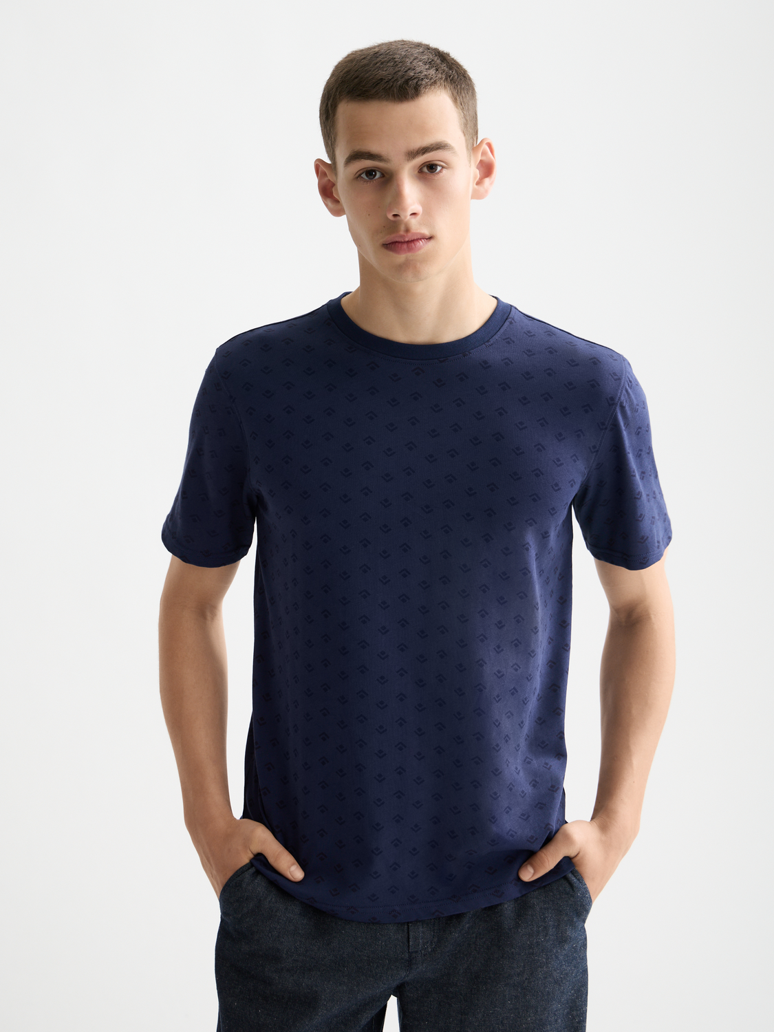 Printed Scotch & Soda short sleeve t-shirt with vibrant graphic design, casual style, and comfortable fit.