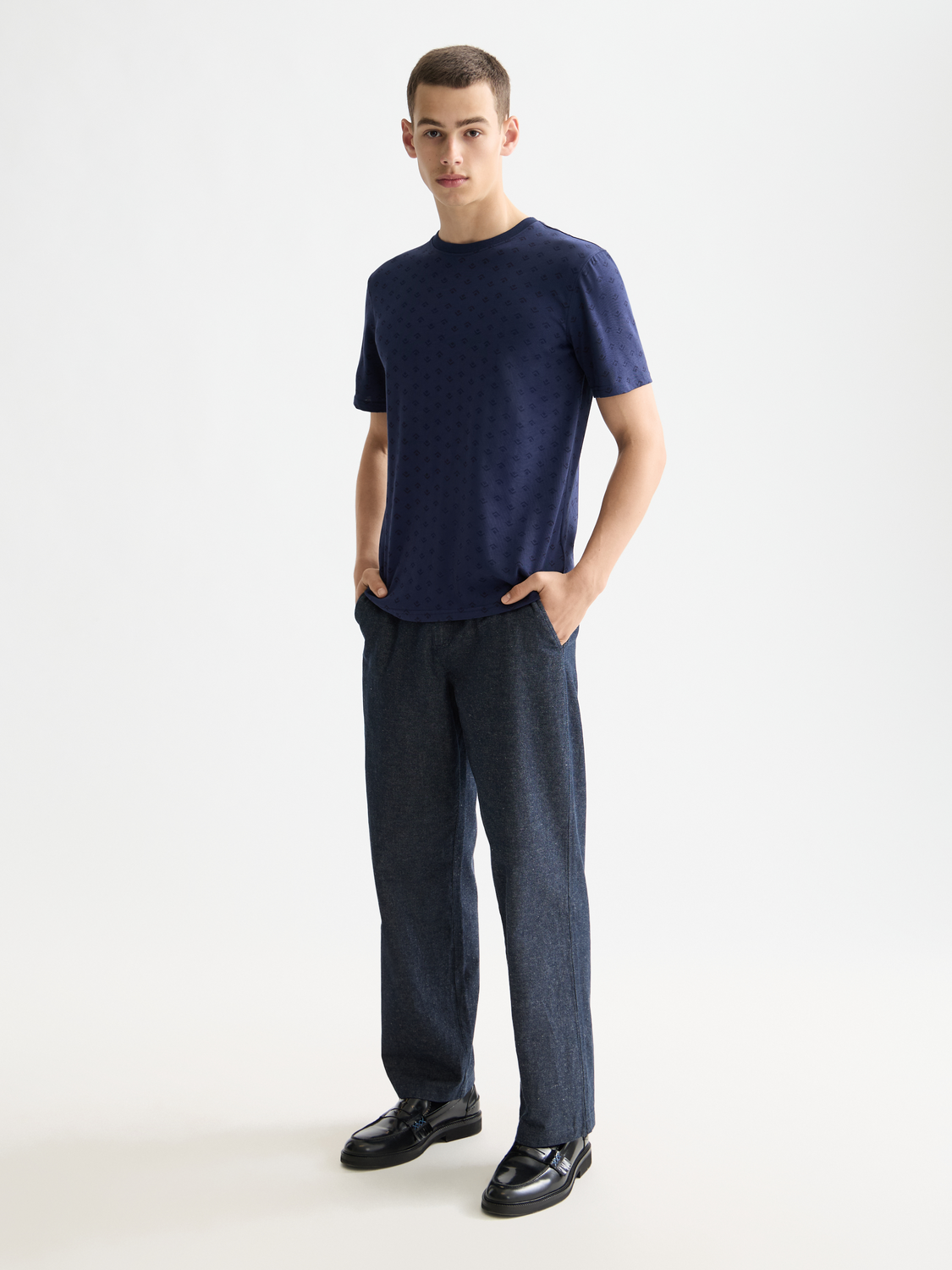Scotch & Soda printed short-sleeve t-shirt with colorful graphic design on front, casual men's summer tee.