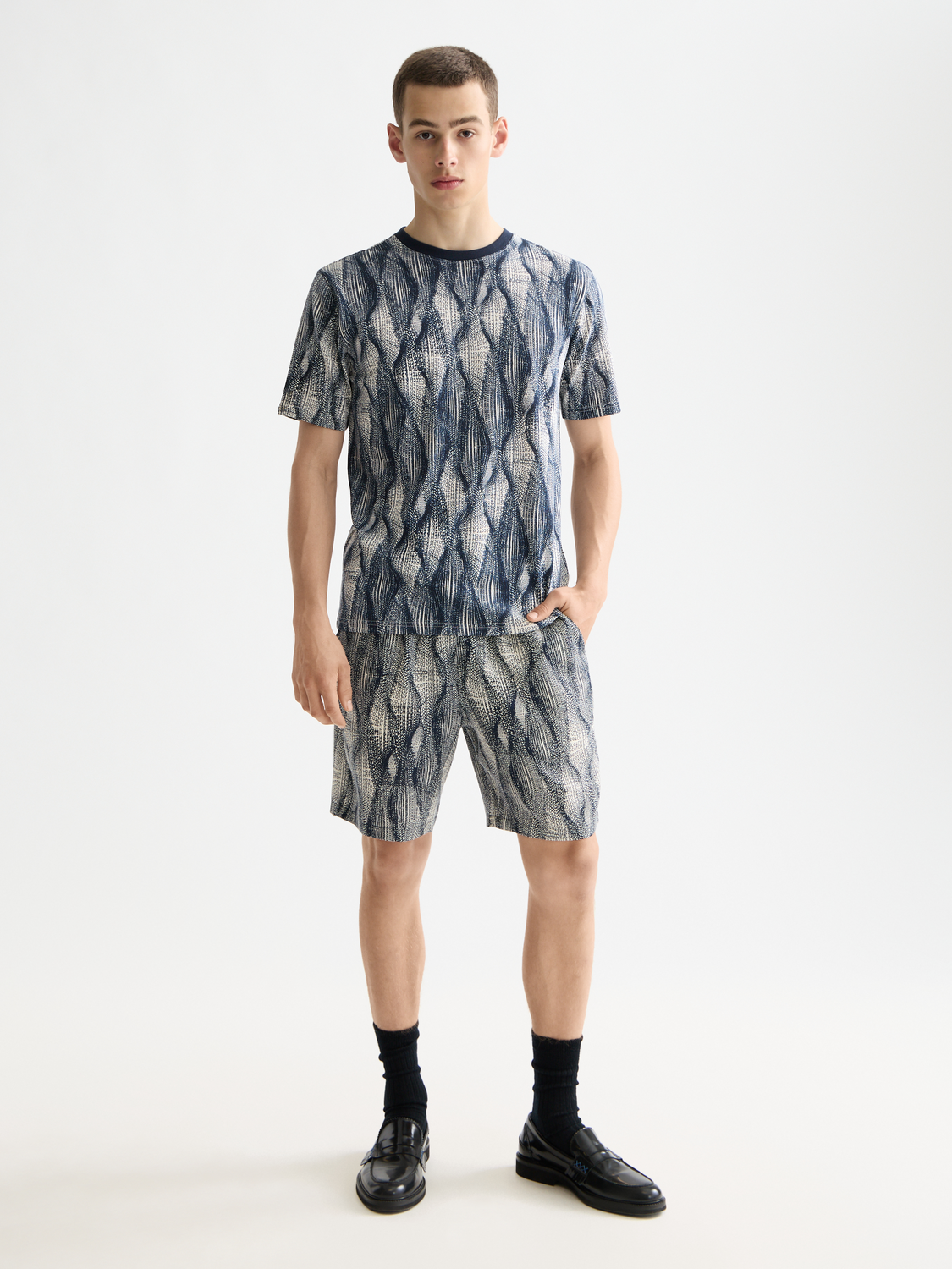 Printed Scotch & Soda short sleeve T-shirt with graphic design, casual style, lightweight cotton fabric.