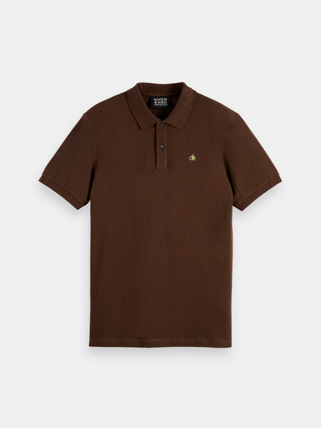 Regular-fit Scotch & Soda polo shirt with a classic collar and short sleeves, shown in a solid color.