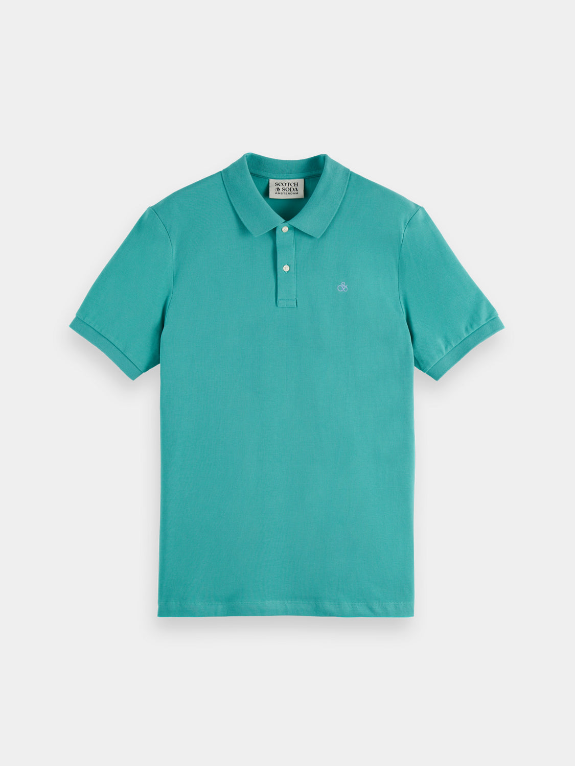Regular-fit Scotch & Soda polo shirt with a classic collar and short sleeves, shown in a neutral color.