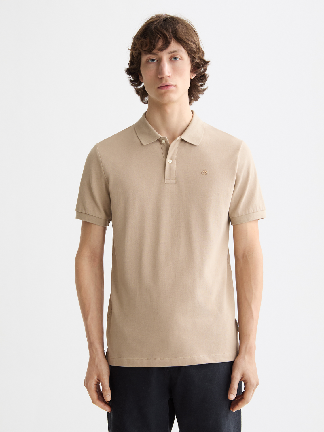 Regular-fit Scotch & Soda polo shirt, front view showing classic collar and button placket in a vibrant color.