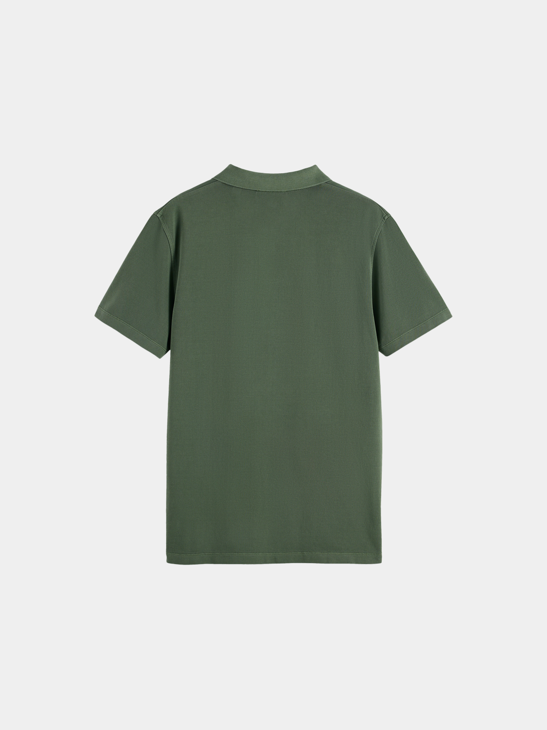 Black Scotch & Soda pique polo shirt with a classic collar and short sleeves, displayed on a plain background.