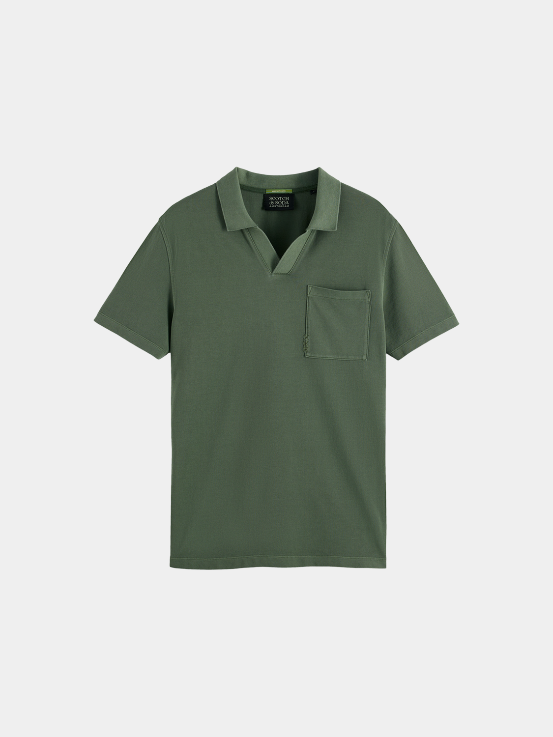 Scotch & Soda men's pique polo shirt in navy with a classic collar and short sleeves, shown on a plain background.